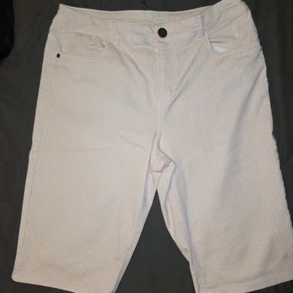 Classic & Chic: Christopher & Banks Light Striped Shorts - Size 14P - Picture 1 of 2